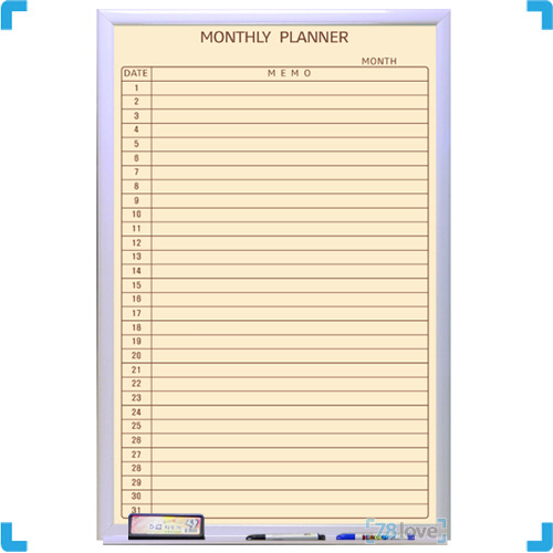 [디자인보드] Monthly Planner-옐로우(자석,화이트우드) 900x600(mm)